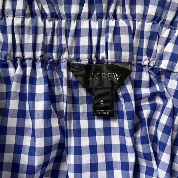 J. Crew Off the Shoulder Gingham Blue White Top Blouse Size 6 - Picture 11 of 15